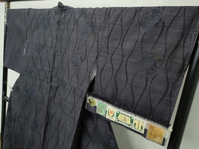 平和屋本店□極上 本場結城紬 重要無形文化財 奥順 100亀甲 立涌風景文