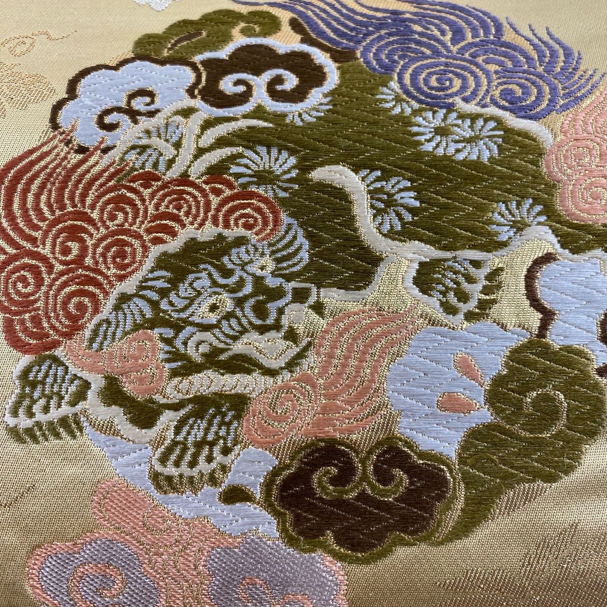 袋帯 本金 繻珍織 向かい鳳凰 六通 正絹 着物 RO-1356 平和屋着物▽六通柄袋帯 向かい鳥鳳凰花文 金糸 正絹 逸品