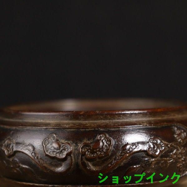銅器 彫花平底薫炉 香薫炉 沈香檀香炉 工芸品 美術品