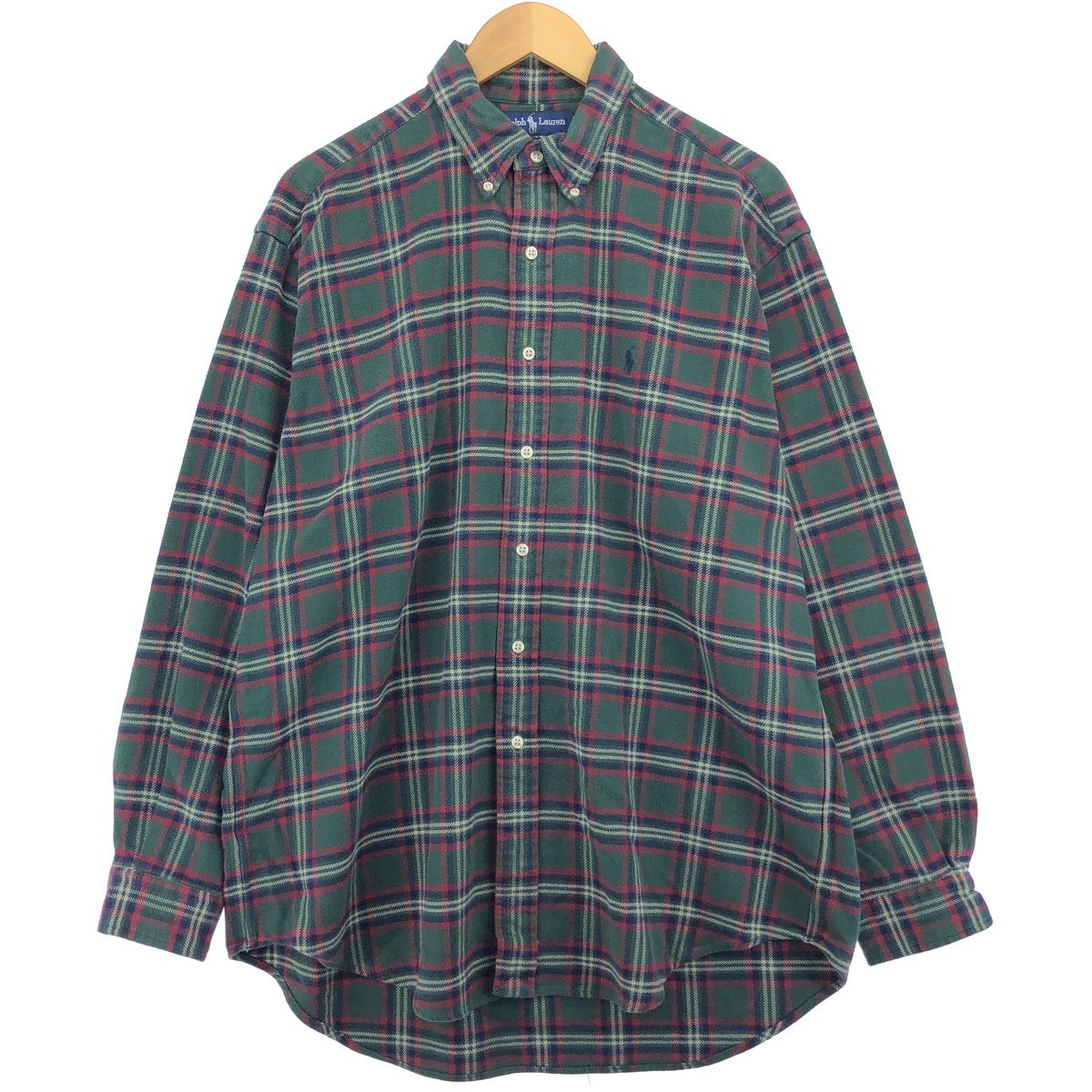 古着 ラルフローレン Ralph Lauren BLAKE 長袖 ボタンダウン ヘビーネルチェックシャツ メンズL相当/eaa475060