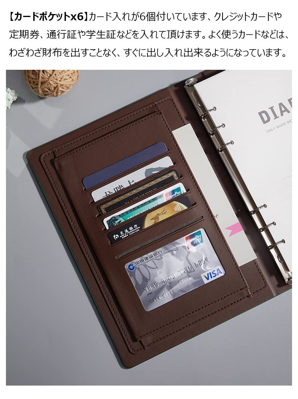 Costowns 三つ折り システム手帳 高 級レザー 本 革 A5 6穴