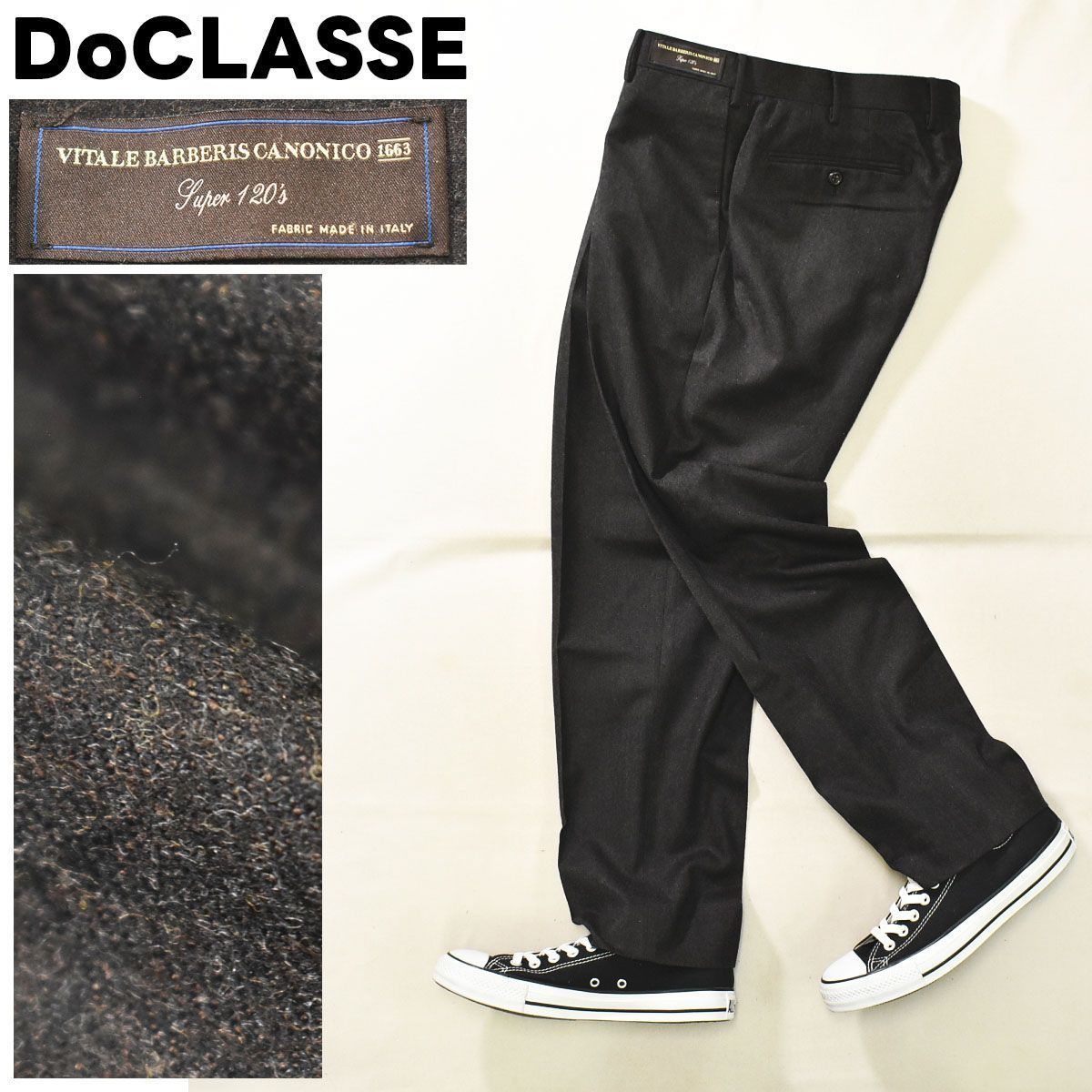 美品】 ドゥクラッセ DoCLASSE カノニコ ウール スラックス パンツ L