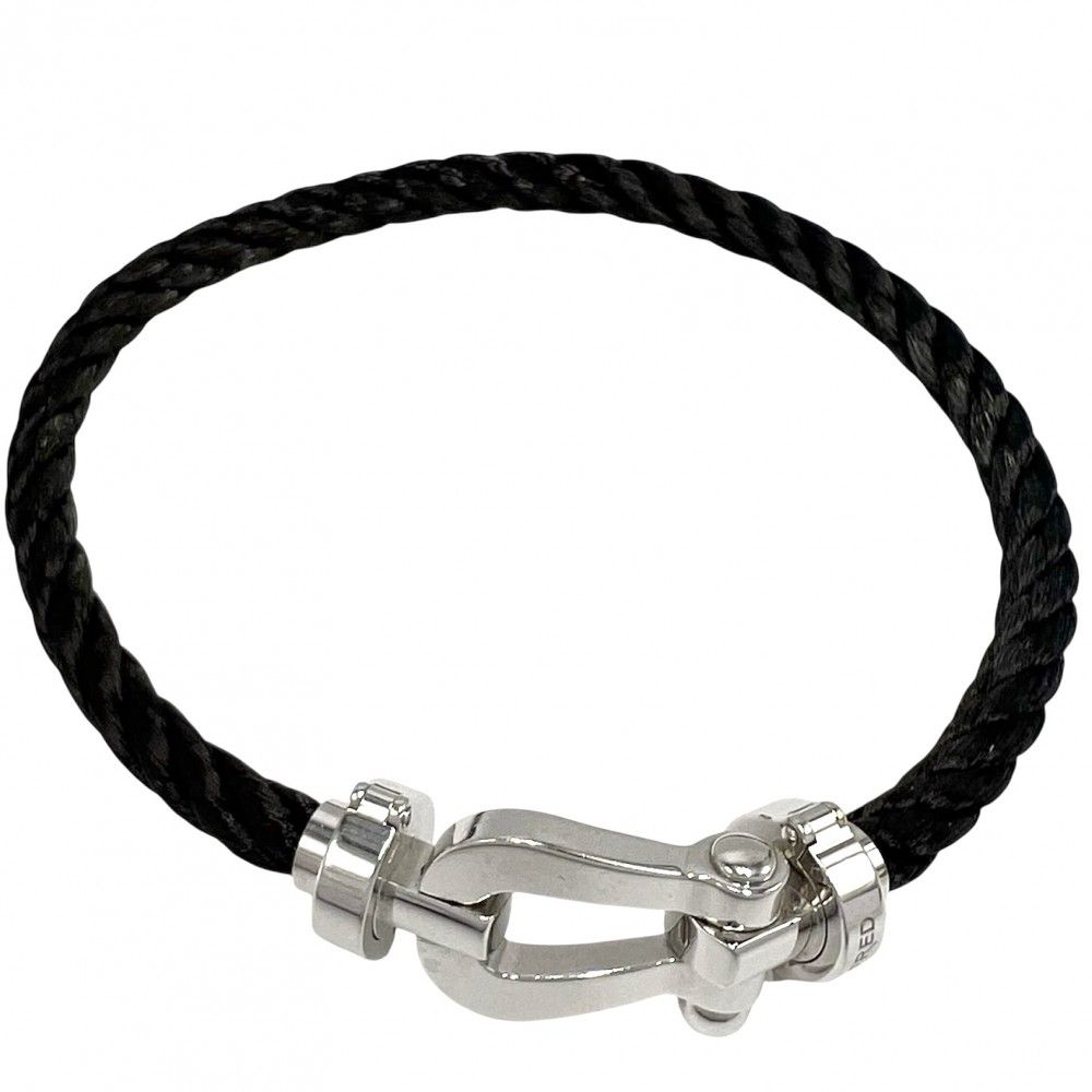 フレッド ブレスレット ユニセックス フォース10 ミディアムモデル ジュエリー 18金WG Au750 メンズ レディース FRED K18ホワイトゴールド ダークブラウン 約17.4g 品