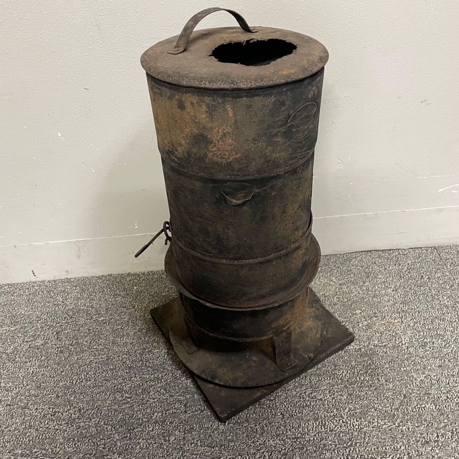 ♭ ルンペンストーブ 薪 石炭 円筒型 開拓民ストーブ 昭和レトロ