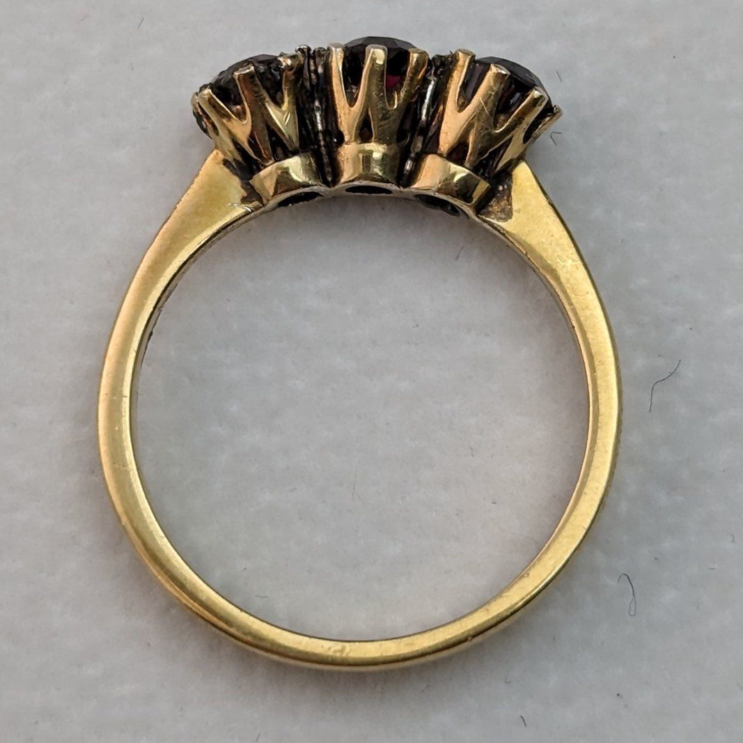 1997年 英国ヴィンテージジュエリー ガーネット 純銀ギルトリング 指輪