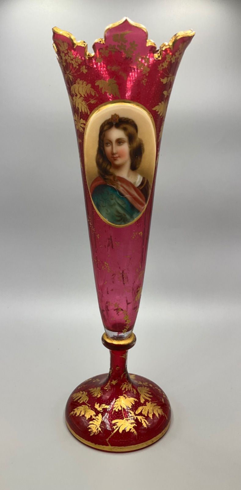 ボヘミアンガラス パネル 金彩 花瓶 ボヘミアンガラス花瓶 | Milo Antiques & Vintage