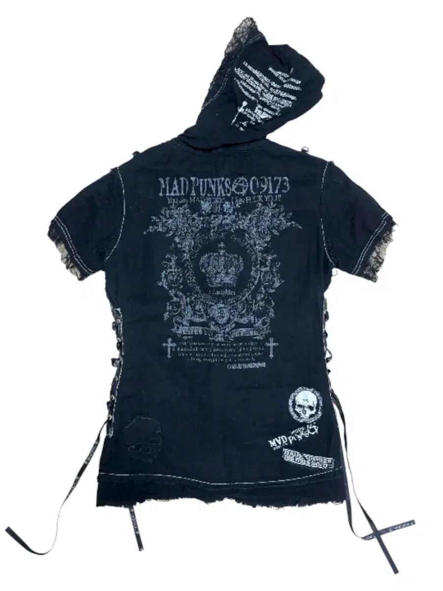 マッド パンク 半袖 ジップアップパーカー フード付き パンク ゴスパンク ゴスロリ