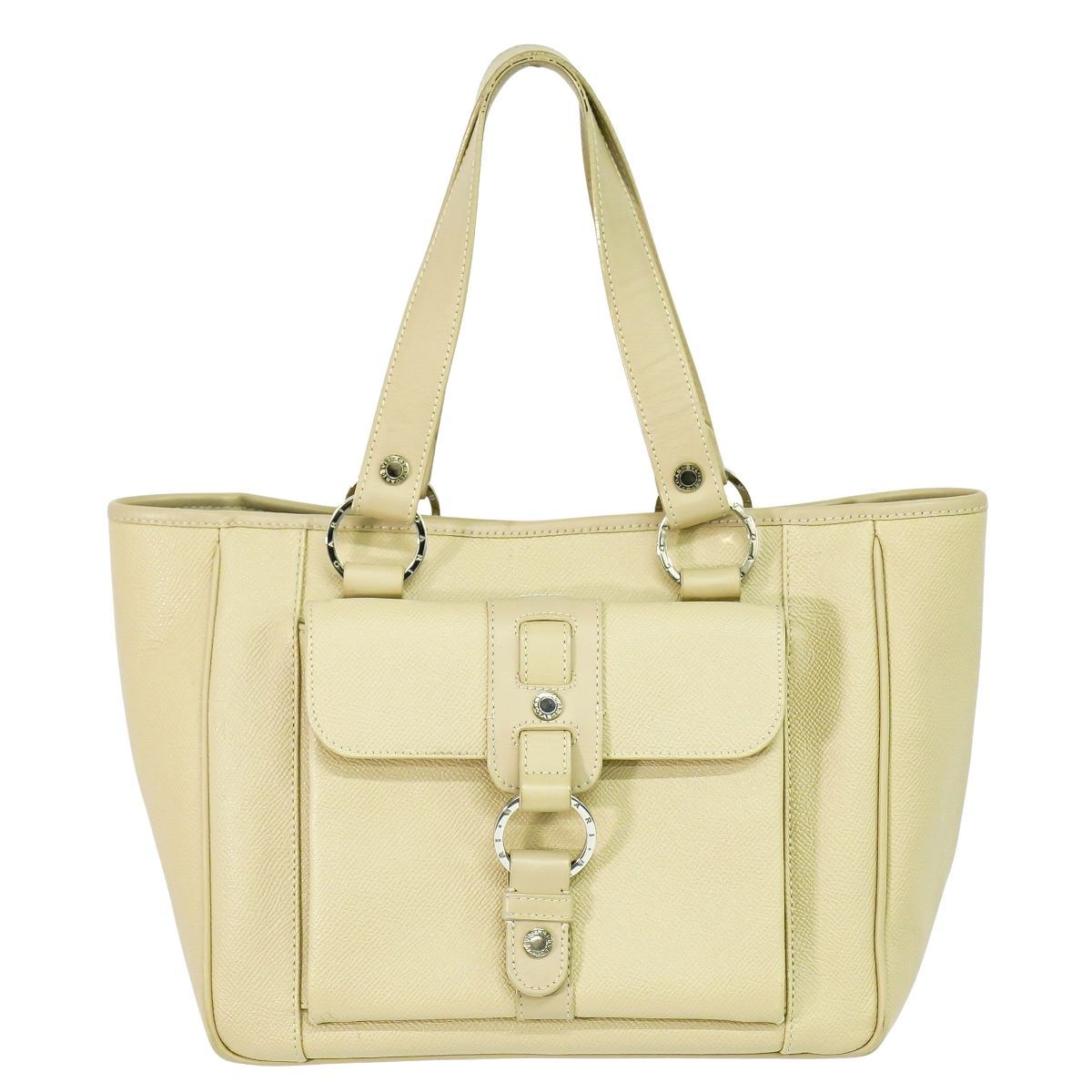 本物 ブルガリ BVLGARI レザー ハンドバッグ ベージュ バッグ フォロー割