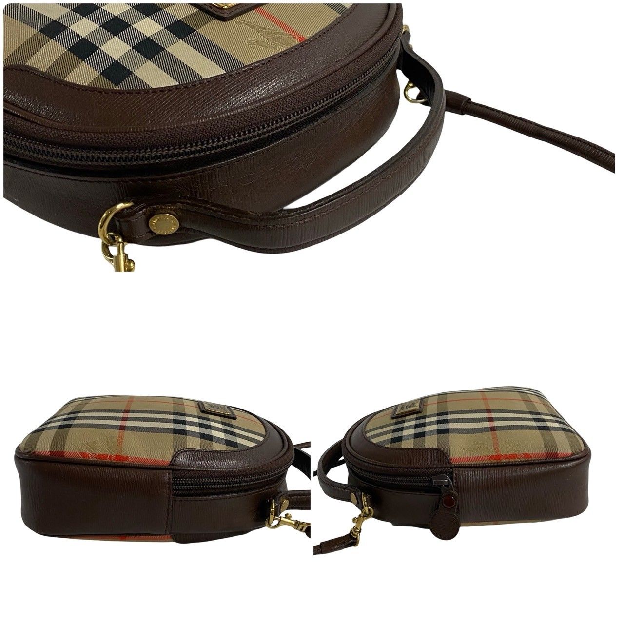 極美品 BURBERRY バーバリー レザーショルダーバッグ＊ノバチェック 