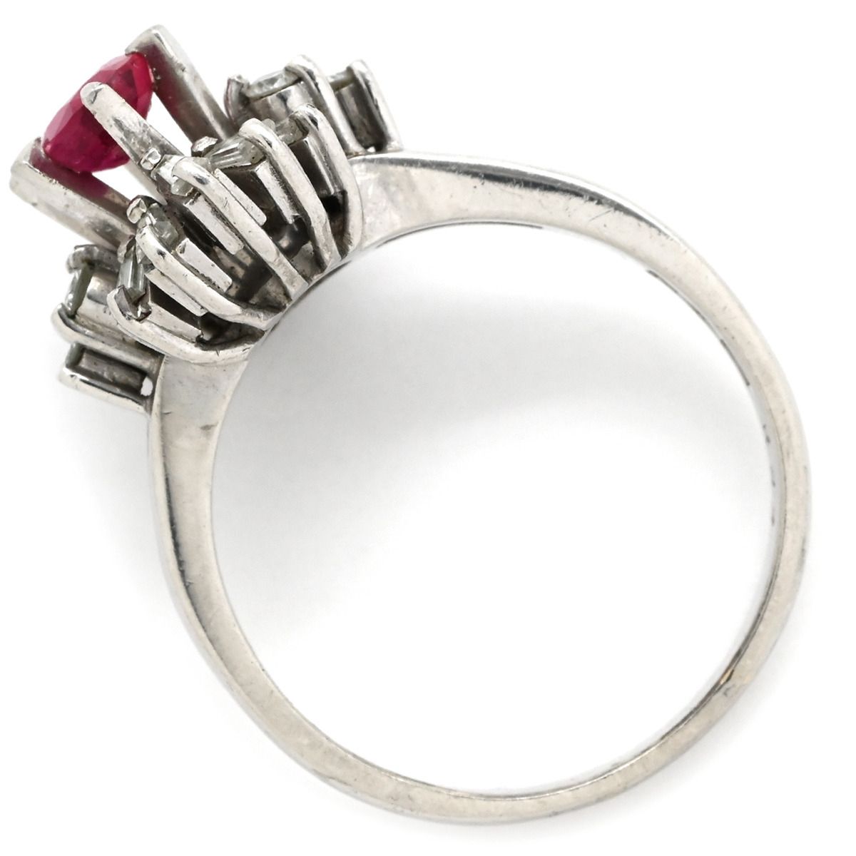 リング 指輪 ルビー ダイヤリング Pt900 ルビー ダイヤモンド プラチナシルバー レッド 赤 15.5号