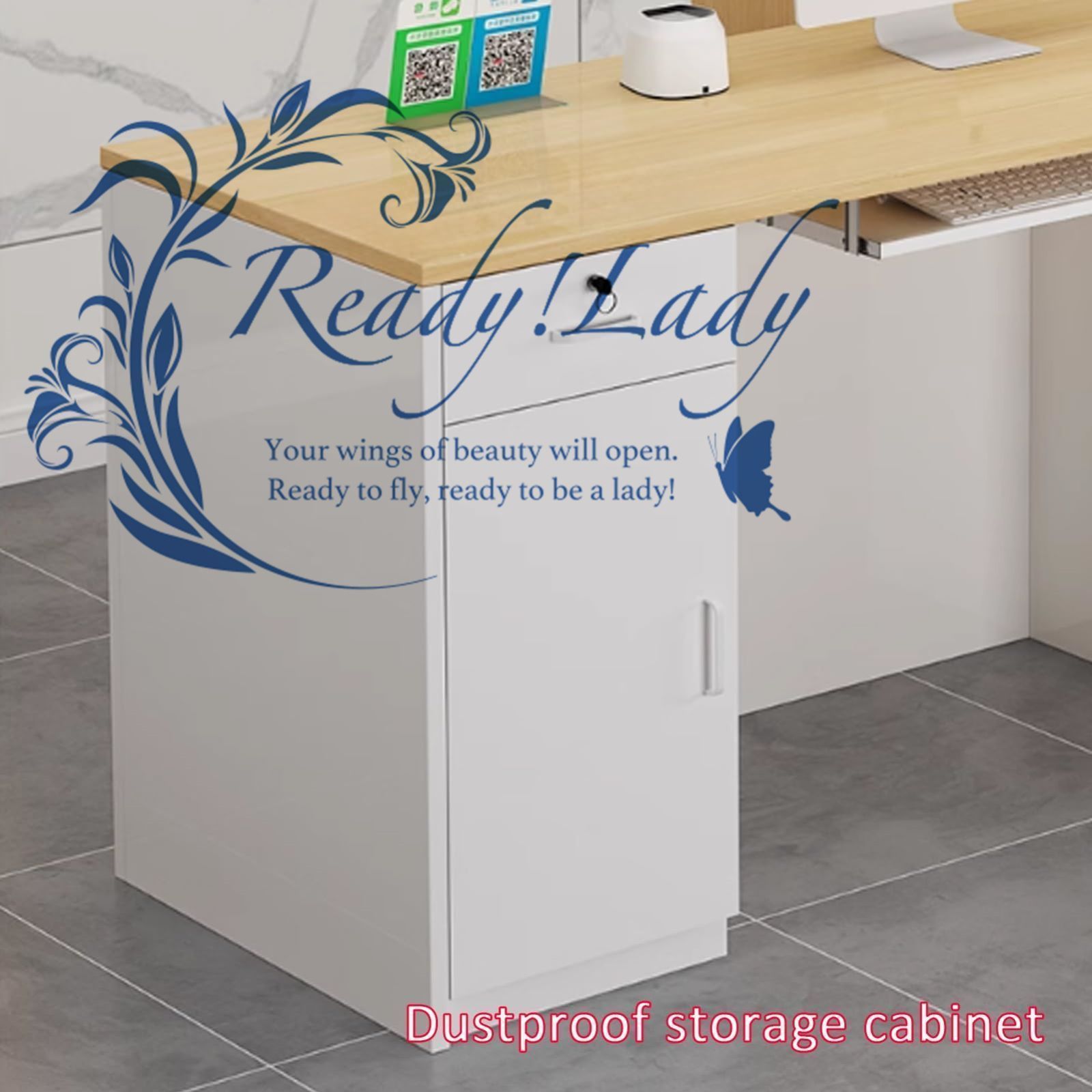 鍵付き引き出し付き受付カウンター キーボードトレイ付きカウンターテーブル