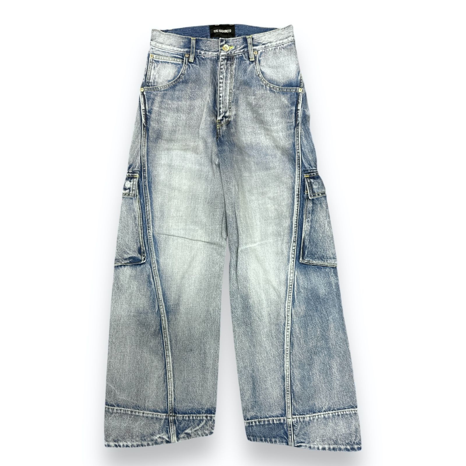 定価60500円 新品 YUKI HASHIMOTO 24SS TWISTED DENIM CARGO ブリーチ加工 ワイド ジーンズ バギー デニム  カーゴパンツ ユウキハシモト インディゴ系 44 241-01-0203 75592A7 - メルカリ