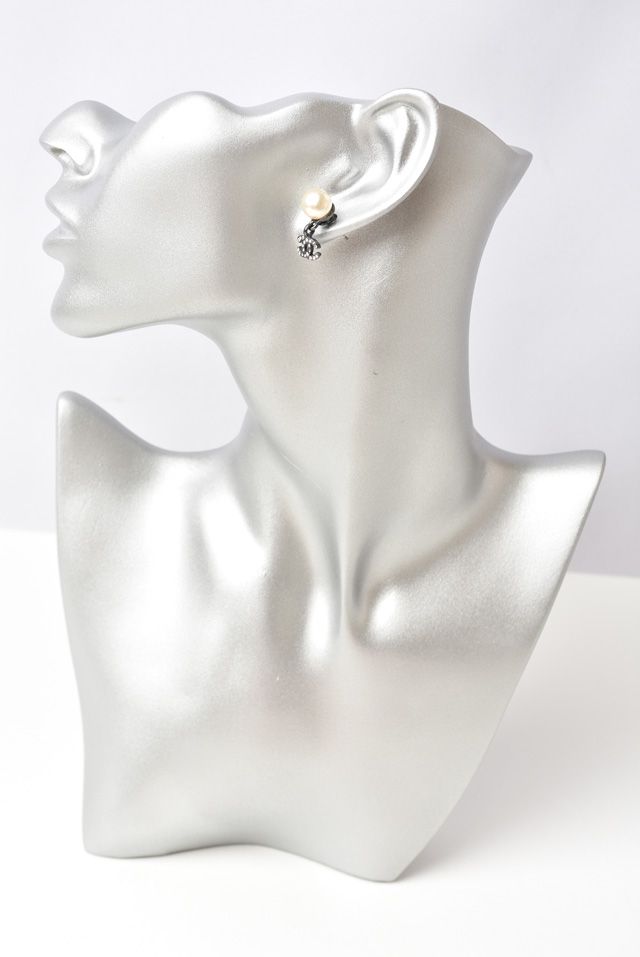 シャネル ピアスロゴ/CC ラインストーン パール/スイングココ