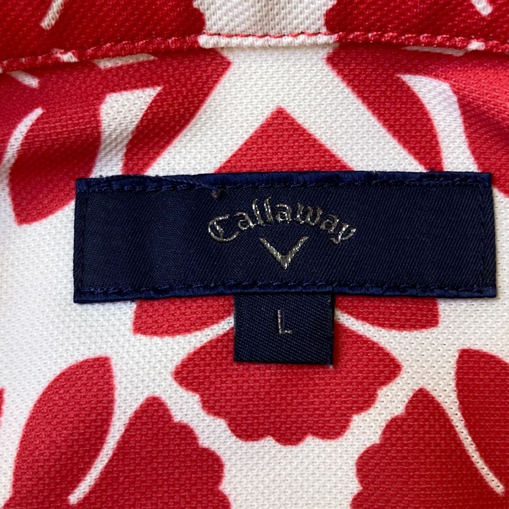 サイズ：L CALLAWAY キャロウェイ 半袖ポロシャツ 総柄 レッド系