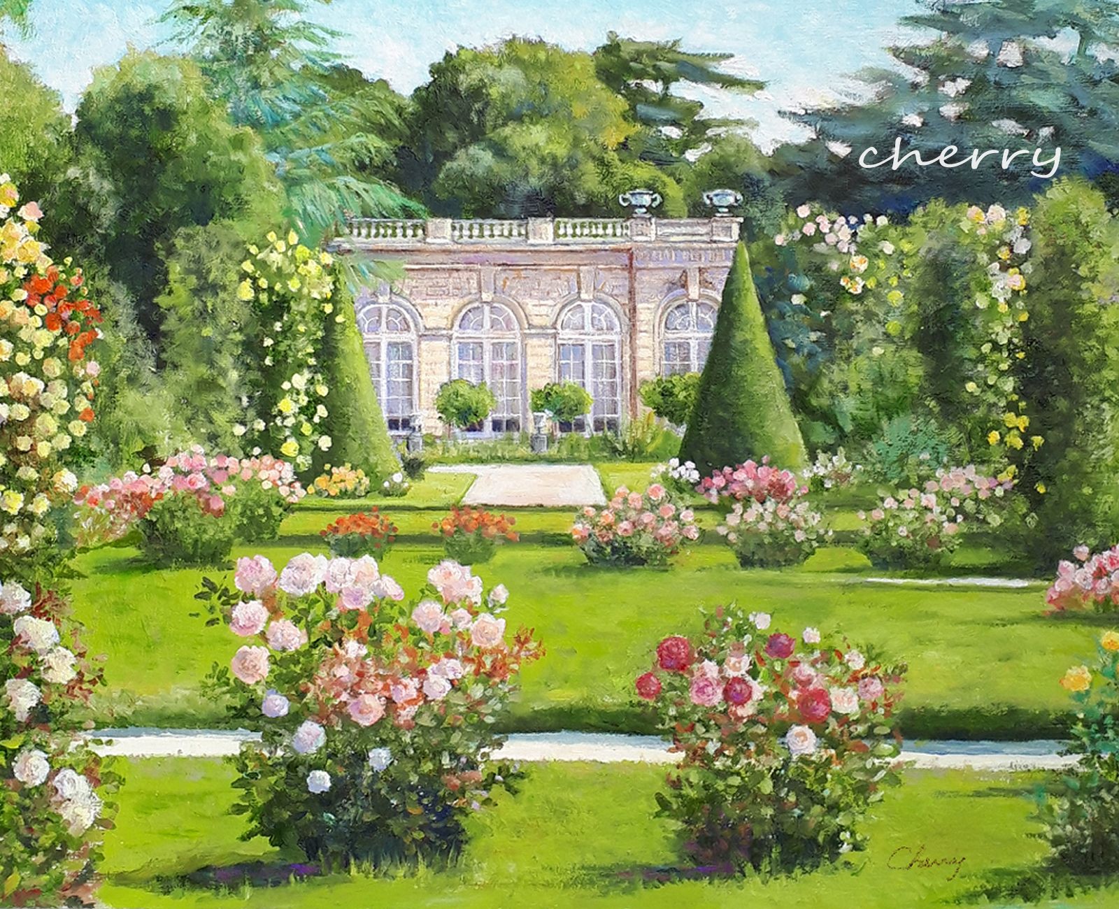 旅の余白ーバガテル公園 油絵 F10 油彩 絵画 インテリアアート ハンドメイド 風景画