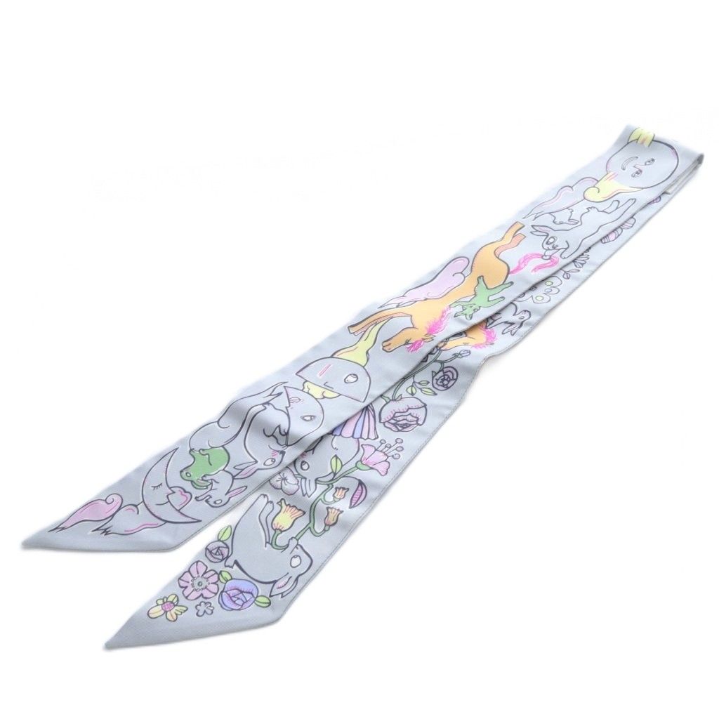 エルメスツイリー千と一のうさぎスカーフグレー