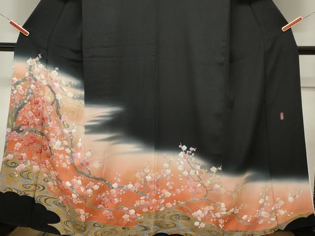 逸品❇️ますいわ屋扱い黒留め袖　有名作家手描友禅暈し染め　22点総フルセット 逸品❇️ますいわ屋扱い黒留め袖 有名作家手描友禅暈し染め