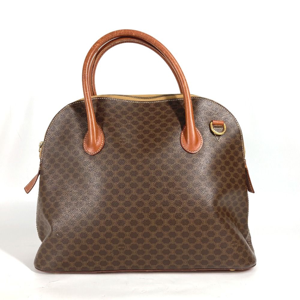 セリーヌ CELINE ハンドバッグ ハーフムーン マカダム PVC レザー CELINE セリーヌ ハンドバッグ ロゴ マカダム アルマ型 PVC