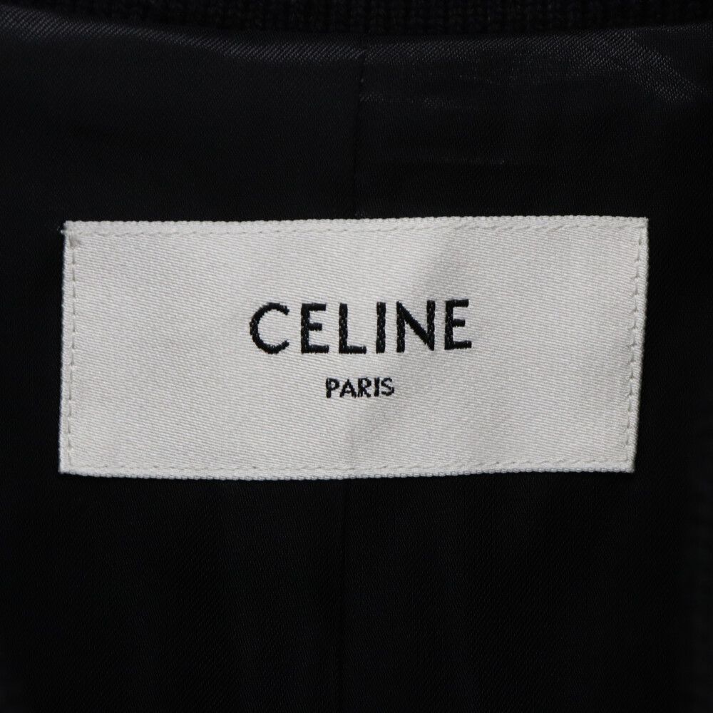 CELINE (セリーヌ) BOY DOLL TEDDY JACKET 2V09M896C ボーイドール スタッズ レザー切替 テディジャケット  ブラック ウール