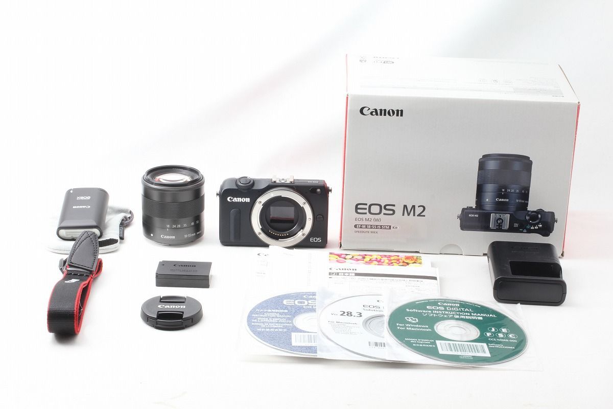 キヤノン Canon EOS M2 EF-M 18-55 IS STM レンズキット ブラック 付属品満載 元箱 46936