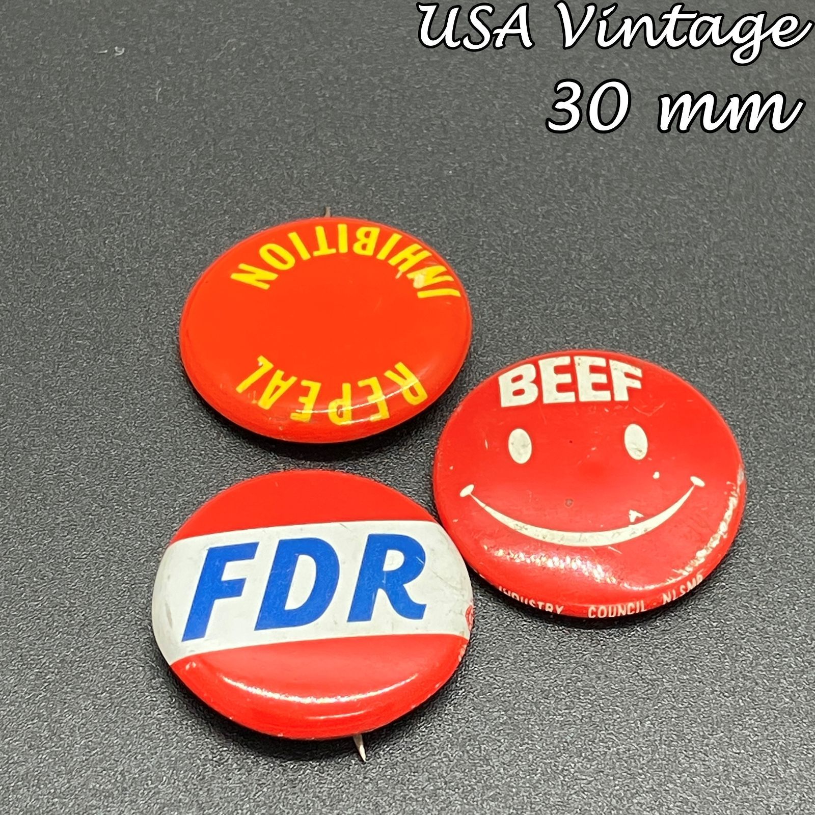 缶バッジ アメリカ 輸入 雑貨 ビンテージ 『 FDR フランクリン ルーズ