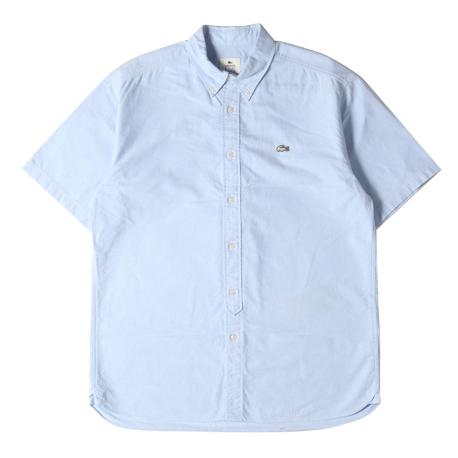 LACOSTE ラコステ シャツ サイズ:M ワニ ワッペン コットン ボタンダウン 半袖 シャツ CH3848-205 B.D ワンポイント オックスフォード ブルー トップス カジュアルシャツ カジュアル ブランド シン