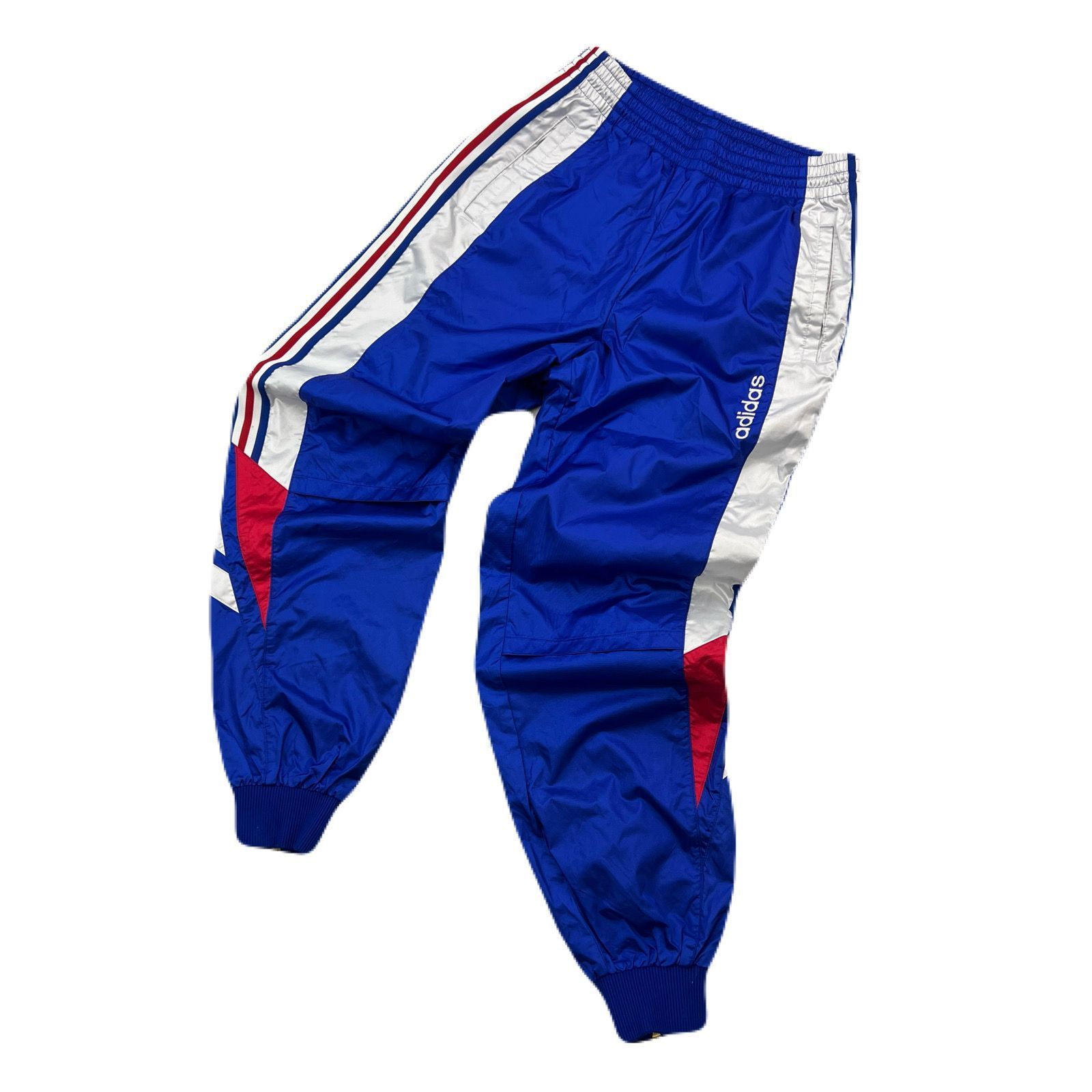 アディダス adidas ナイロンパンツ 【ヴィンテージ】裾ジップ レトロ ブルー パンツ  L メンズ 古着 ●Ja8353 アディダス adidas ナイロンパンツ 【ヴィンテージ】裾ジップ レトロ