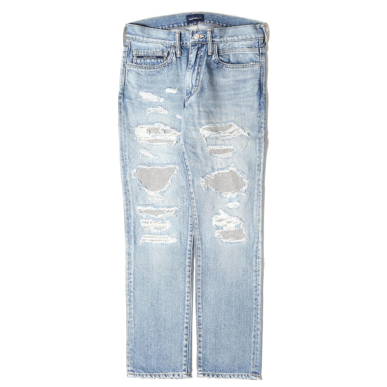 【美品】DESCENDANT ディセンダント ダメージデニム ジーンズ サイズ2 DESCENDANT ディセンダント DIN-4 DAMAGE JEANS ダメージ加工