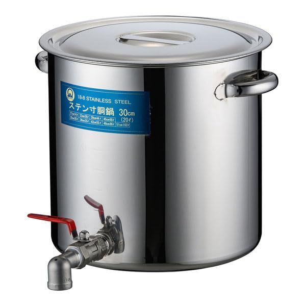 3営業日で発送 遠藤商事 ＳＡ１８－８蛇口付寸胴 目盛付 ３０ｃｍ ２０Ａ３ ４インチ EZV0301