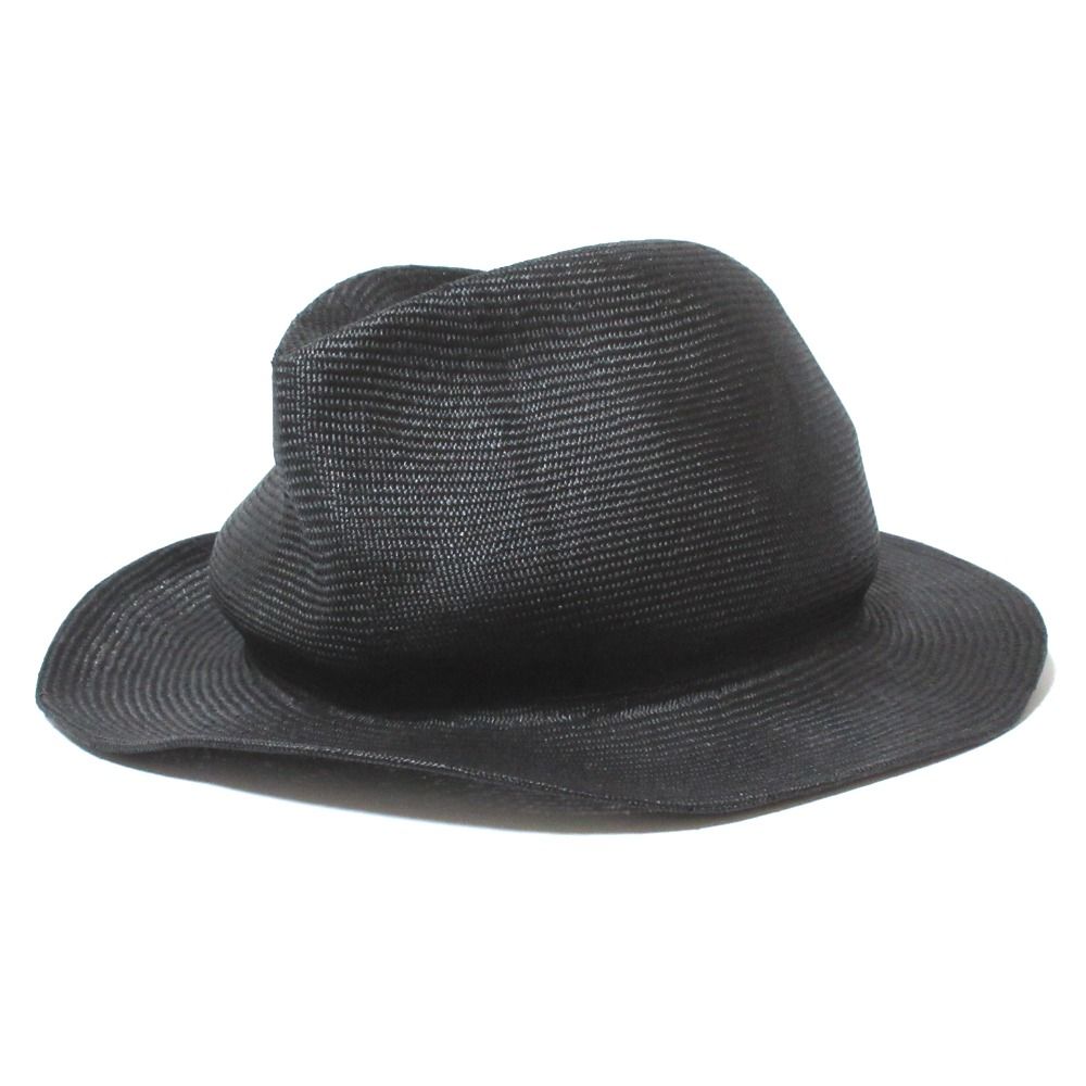 Yohji Yamamoto NOIR ヨウジヤマモトプリュスノアール ラフィアハット 帽子 中折れ帽 ブラック レディース 古着