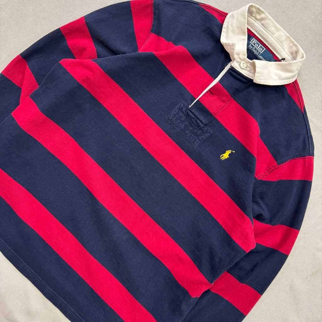 Polo by Ralph Lauren ラガーシャツ 赤 ポロ ラルフローレン ワンポイント コットン ラガーシャツ 赤 XL