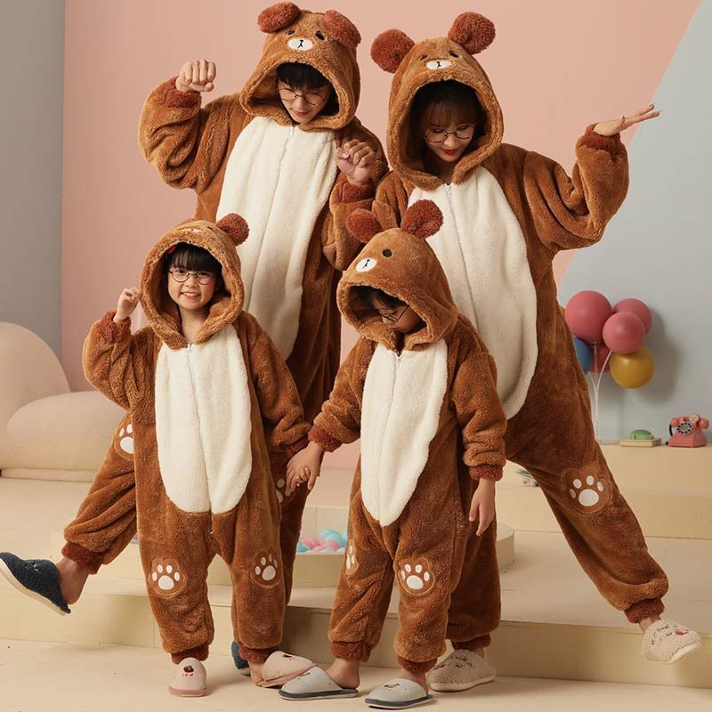 キッズパジャマ レディースパジャマ 子供パジャマ メンズパジャマ クマ 男の子 長袖 部屋着 女の子 nee3c886987