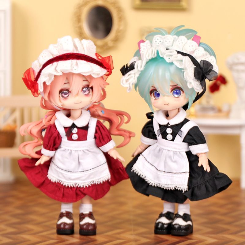 オビツ11 カチューシャ+ワンピース+エプロン ねんどろいどどーる ドレス メイド服 コスプレ 男の子 女の子 ねんどろいどどーる も可 1/12  着せ替え 衣装 ハンドメイド ドールハウス ウィッグ ヘッド ボディ 素体 アウトフィット ob11 bjd - メルカリ