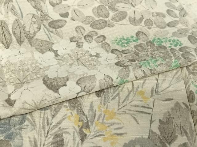 平和屋着物○訪問着 紬地 手描き 草花文 正絹 逸品 AABB0198zg 平和屋