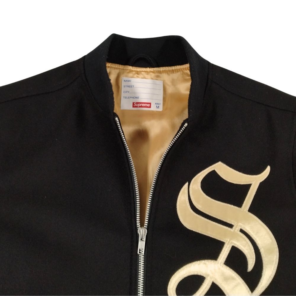 SUPREME シュプリーム 16AW Old English Zip Varsity Jacket メルトンウール バーシティジャケット ジップ スタジャン M 正規品 / 35491