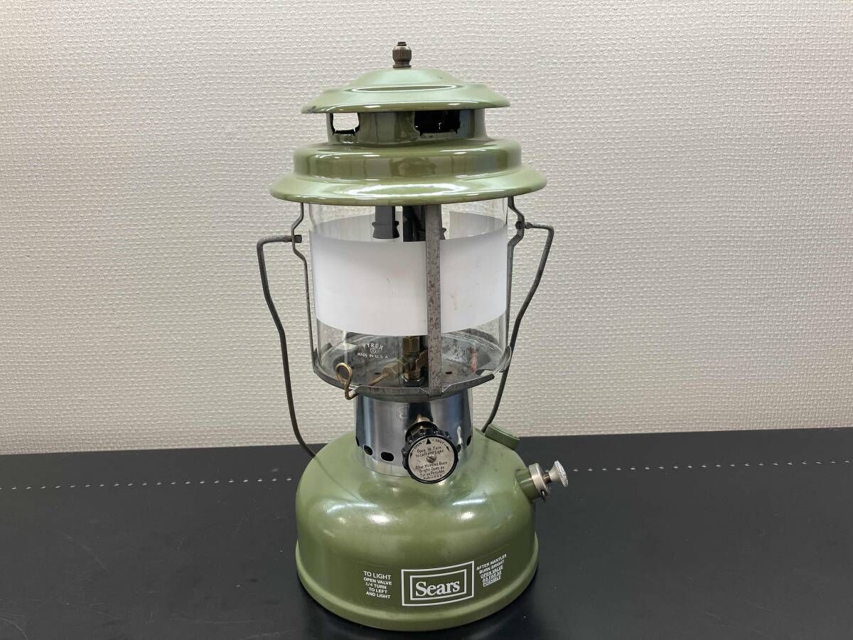 Coleman SEARS ランタン コールマン 1975年 製 カーキ色 動作未 twomantle キャンプ アウトドア