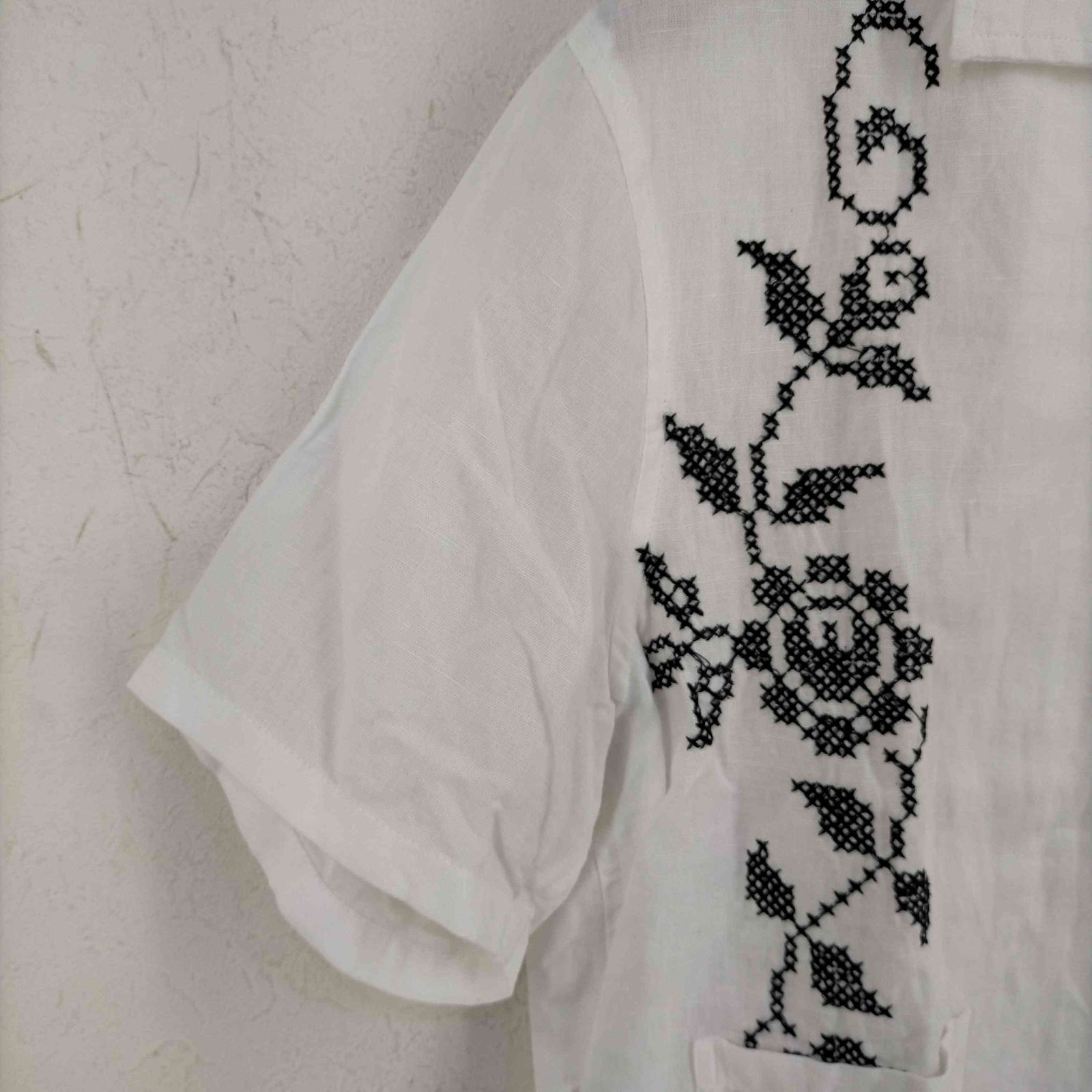 ボーディ BODE コットンリネン フラワー刺繍 オープンカラーシャツ 