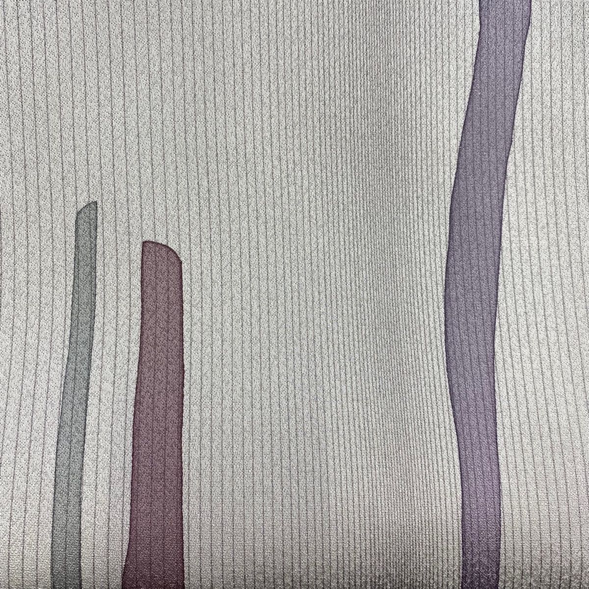 名古屋帯 秀品 縦縞 幾何学模様 銀糸 灰色 正絹