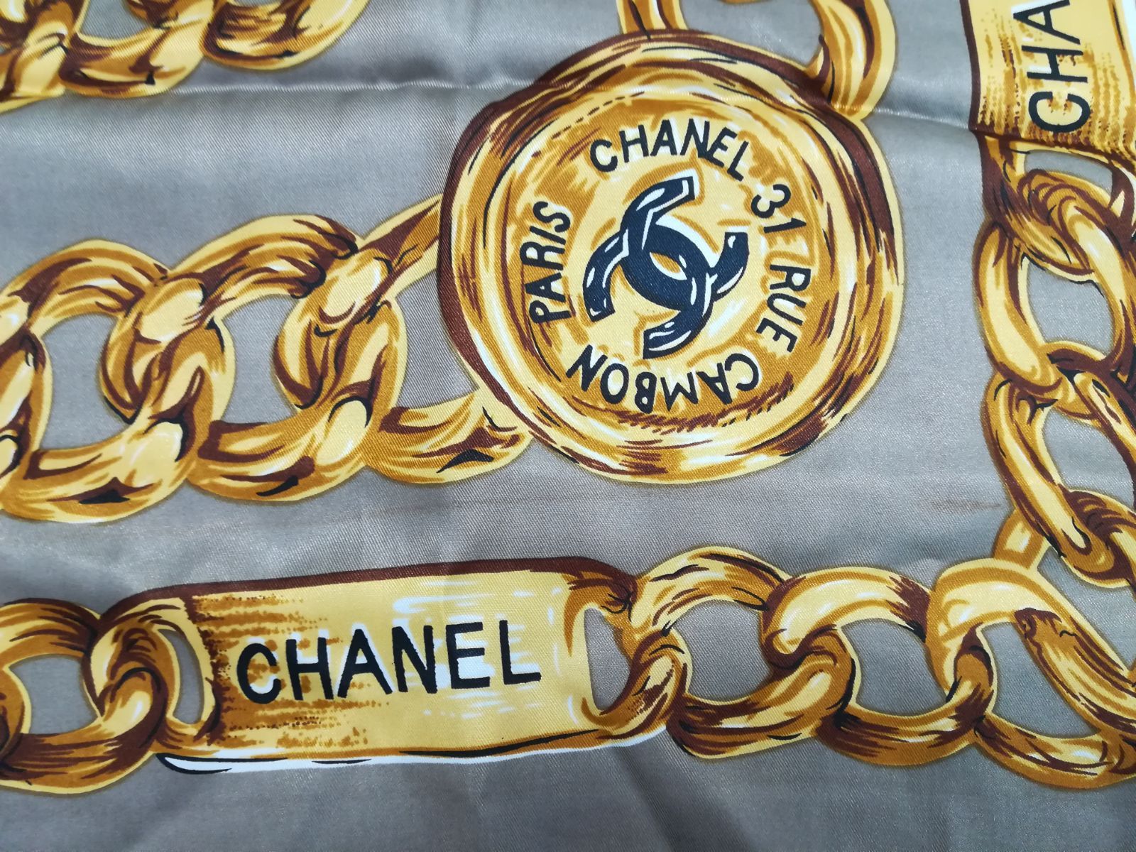 シャネル CHANEL 大判 スカーフ ココマーク チェーン 1237