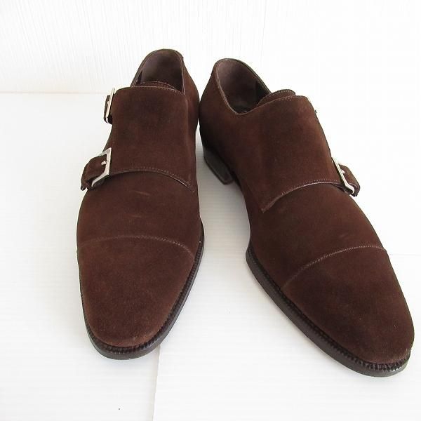 SALE【美品】Enzo Bonafe エンツォ・ボナフェ BEAMS 別注 レザーシューズ De Chirico スウェード ダブルモンクストラップ レザーソール グッドイヤーウェルト製法 革靴 メンズ サイズ 5h ブラウン 茶色 wns エンツォボナフェ ENZO BONAFE ART.DE CHIRICO ビジネスシューズ 5