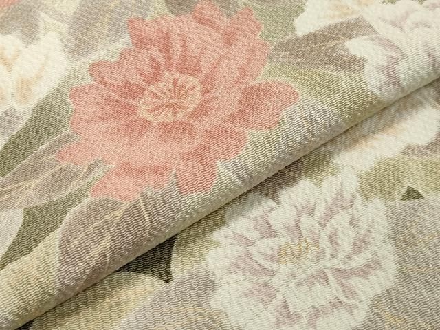 平和屋着物▽訪問着 単衣 道長草花文 正絹 逸品 AAAW1374fy