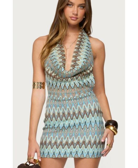 送料無料 アディクテッド レディース ワンピース トップス Women s Ziggy Striped Backless Knit Mini Dress Mix
