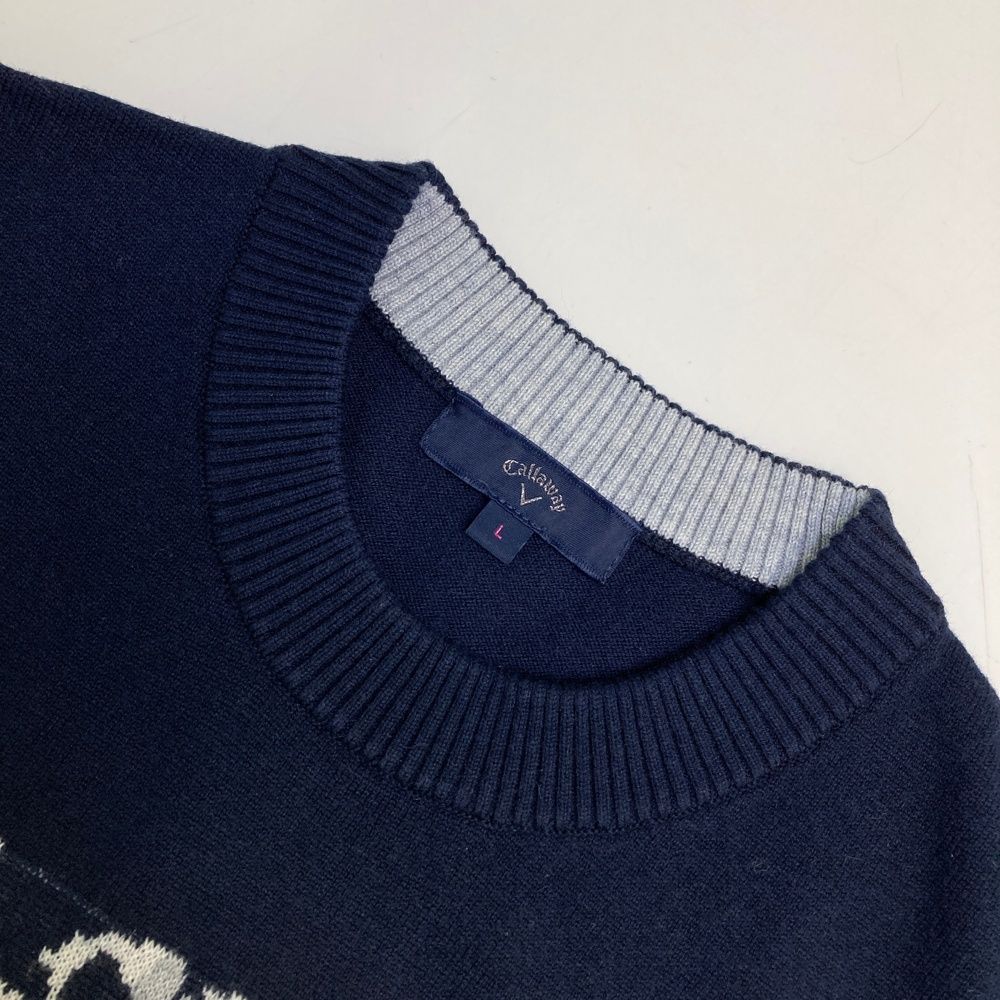 サイズ L CALLAWAY キャロウェイ 2025年モデル ウール混 ニットセーター 総柄 ネイビー系 240101520909 ゴルフウェア レディース ストスト WHITEMONARCHHOTEL_COM