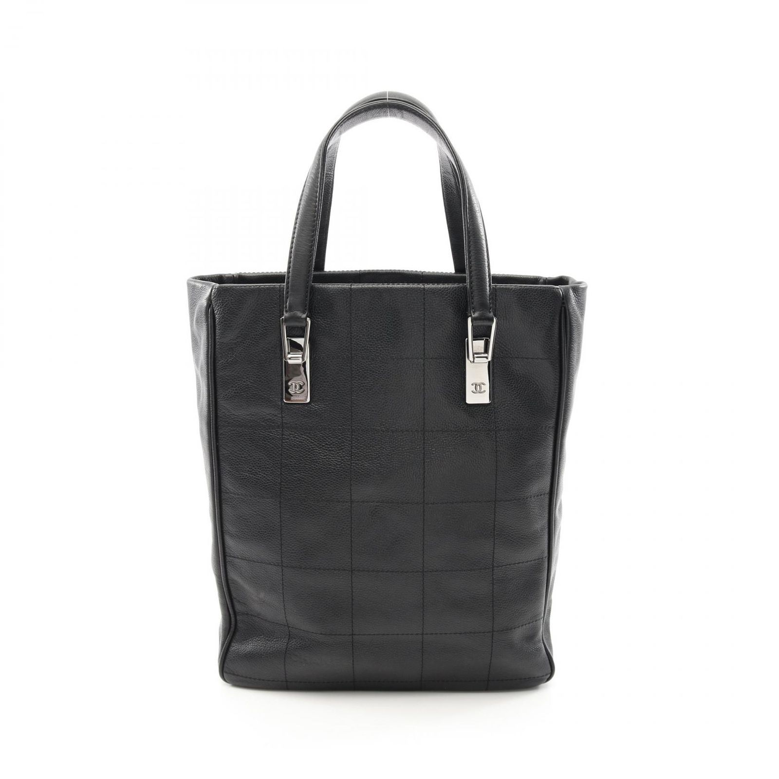シャネル CHANEL トートバッグ チョコバー ブラック キャビアスキン グレインドカーフ チョコバー トートバッグ レディース Used A