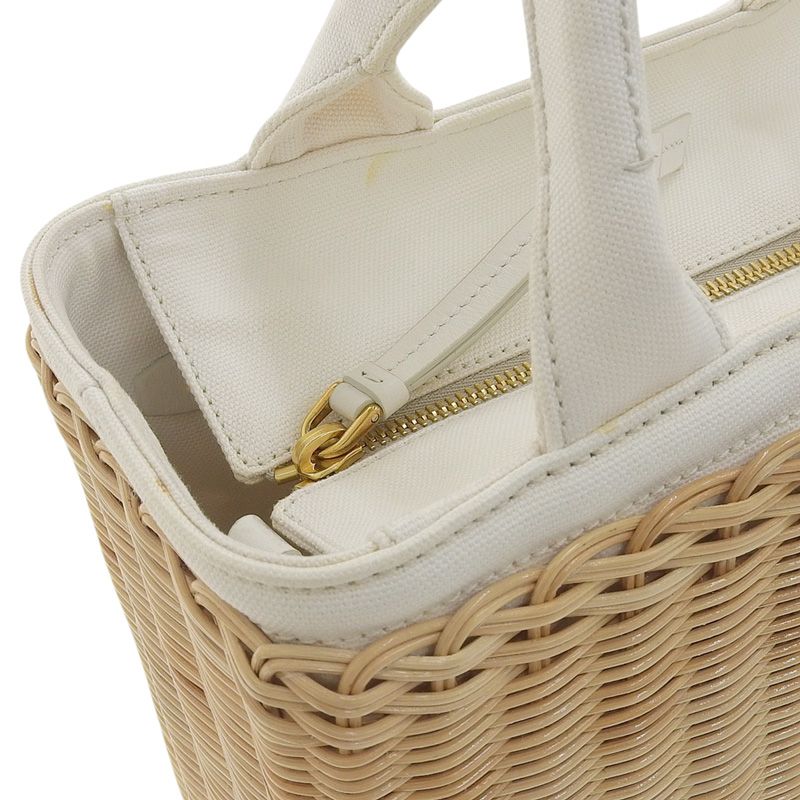 プラダ PRADA ウィッカーカゴバッグ 2WAY ショルダー ハンドバッグ 