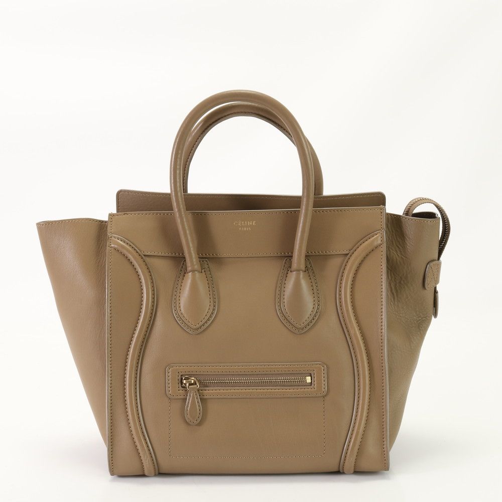 美品 セリーヌ ラゲージ ミニ ショッパー ベージュ レザー  