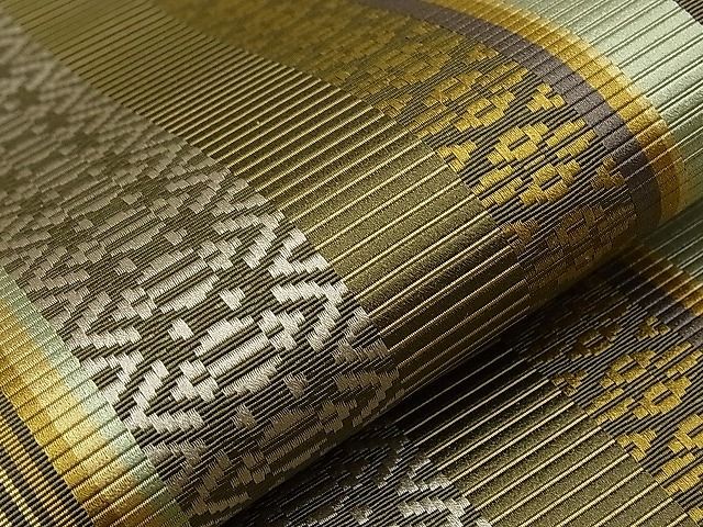 平和屋本店□極上 本場筑前博多織 手織 織匠 日高さと子 両面 全通柄  