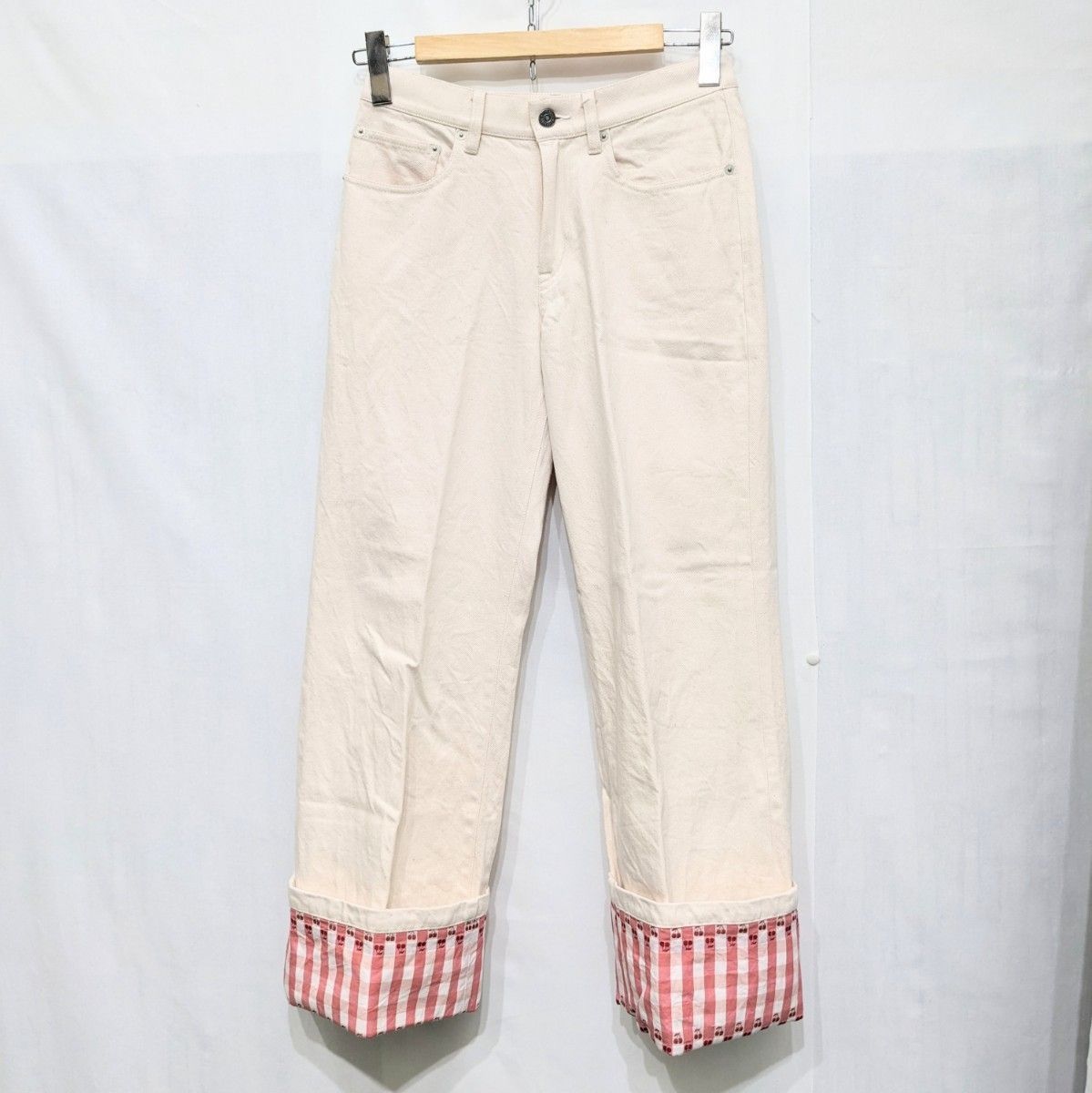 Men Pink Denim Pants Loose Straight Leg Jeans Trousers Casual Hip