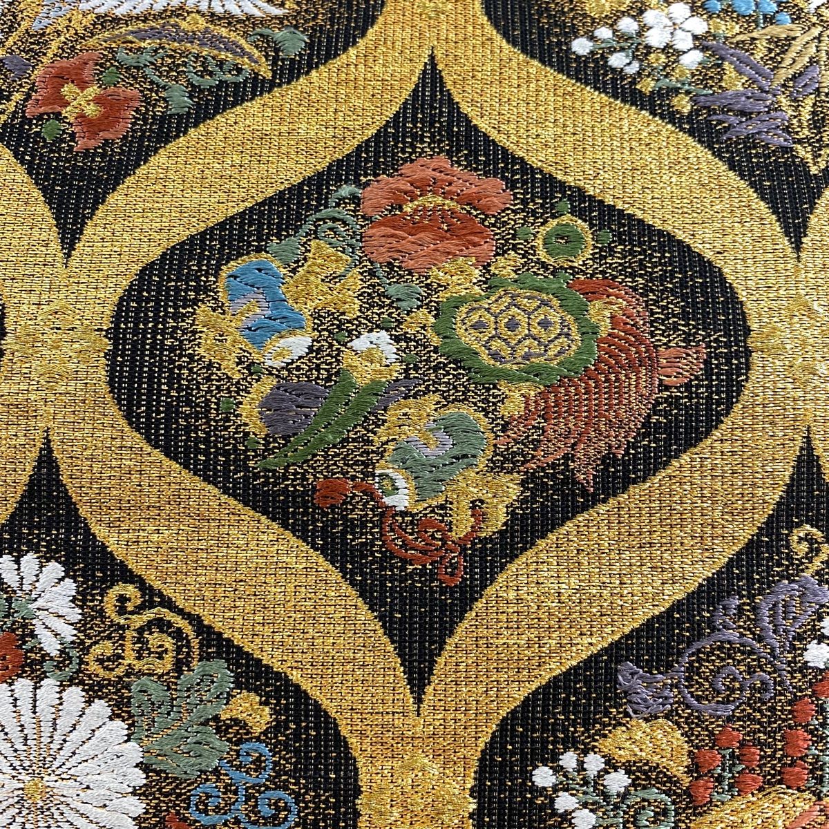 袋帯 秀品 松竹梅 鶴 金糸 箔 黒 六通 正絹 【中古】 - メルカリ