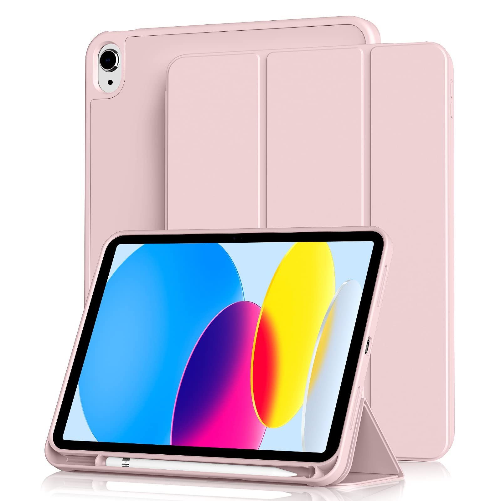 【100%新品，最新作】 【在庫処分】A2696 三つ折りスタンド 耐衝撃 軽量 薄型 A2757 TPU Pencilペン収納 Apple オートスリープ/ウェイク機能対応 カバー A2777 第10世代 ipad インチ 10.9 2022 ピンク ケース 10世代 iPad Ao その他